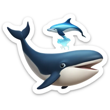 Sun moon whale dolphin sticker