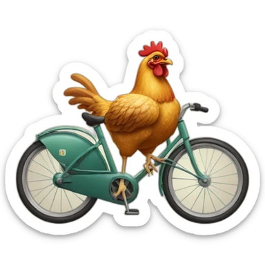 a German chicken on a bicycle sticker