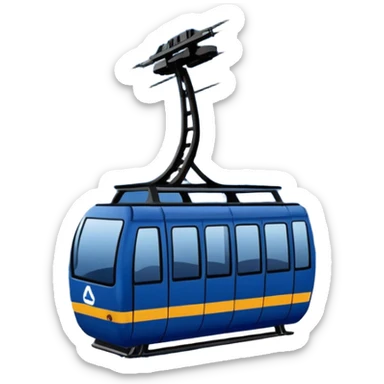 create a cablecar emoji in winter with the logo of Bergbahnen Adelboden Lenk. make it navy dark blue. and add the words: Lenk  sticker