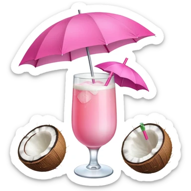 coconut drink with pink umbrella sticker