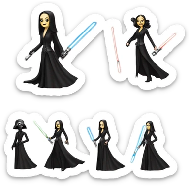 Jedi Morticia Addams flying a Jumpspeeder anti-gravity repulsorlift imperial speeder steampunk  sticker