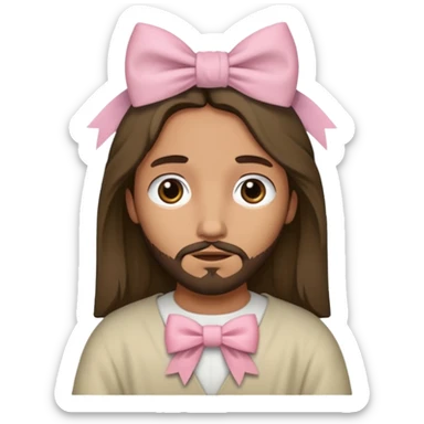 a historical accurate jesus with a super pale pink bow sticker