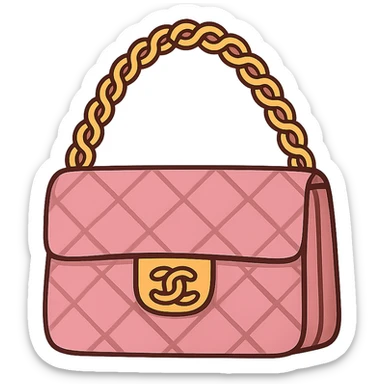 flat toon style pink designer purse sticker