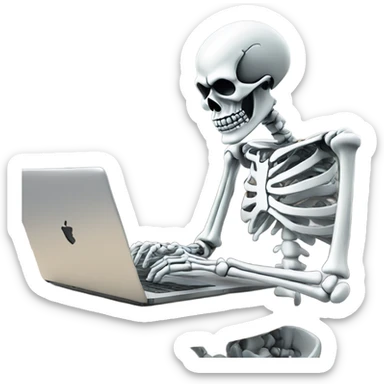 Chrome Skeleton working on laptop with desk sticker