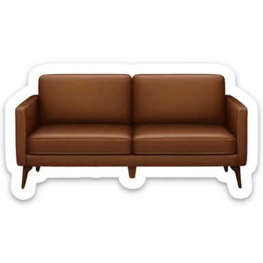 Brown leather mid century-modern couch from WestElm sticker