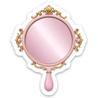 vintage rococo pale pink inflatable puffy hand held mirror sticker
