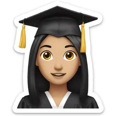 graduation long black hair sticker