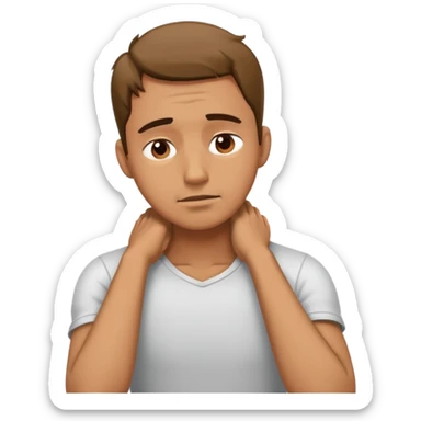 Guy crashing out with arms around his neck sticker