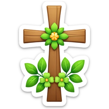 cross decorated with green flowers sticker