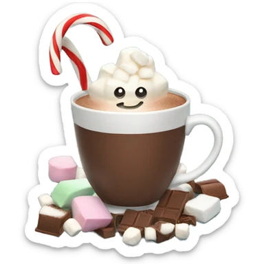 Hot chocolate with marshmallows Christmas themed  sticker