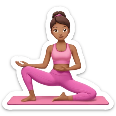 medium-skinned woman doing Pilates in pink sportswear sticker