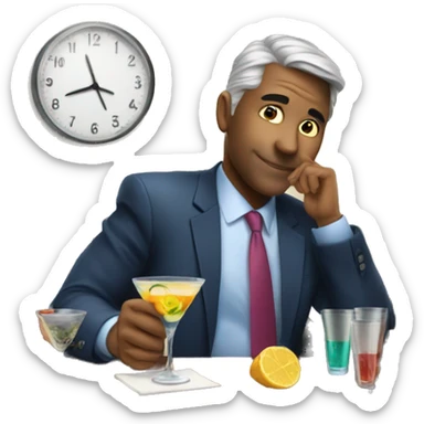 A climate change executive having cocktails in a corner office sticker
