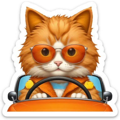 a cat driving a car sticker