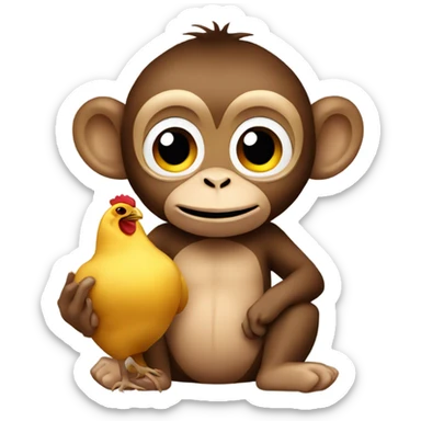 Monkey holding chicken sticker