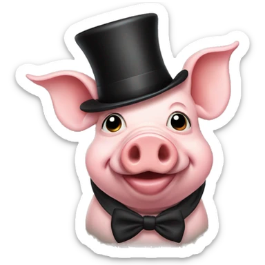 Pig with a top hat sticker