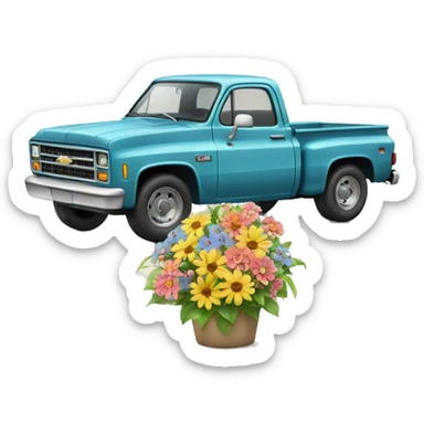 Chevy truck with flowers sticker