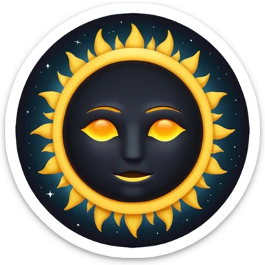 Eclipse – Dark moon covering sun, glowing corona, no face sticker