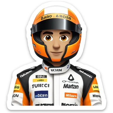 Lando Norris wearing McLaren racing suit sticker