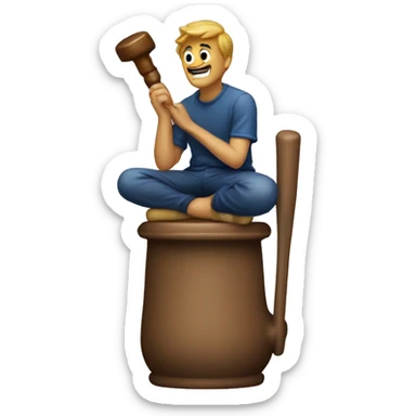 Guy sitting on a plunger sticker