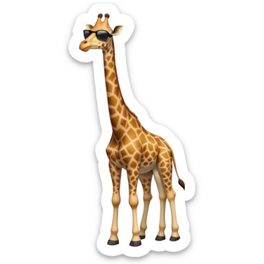 friendly anthropomorphised giraffe in casual clothing with a different color, wearing dark sunglasses, walking upright in relaxed pose sticker