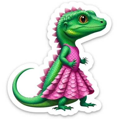 Lizard wears a cute pink dress  sticker