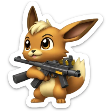 pokemon eevee with a gun sticker