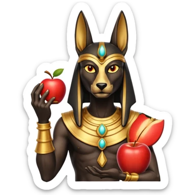 anubis god with an apple sticker
