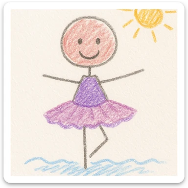 childlike drawing of a ballerina costume with soft colors sticker