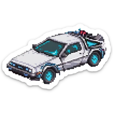 DeLorean car with time circuits sticker