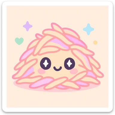 shredded chicken, kawaii style, cute face sticker