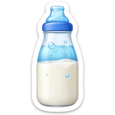 baby Milk bottle with blue cap and bubbles sticker