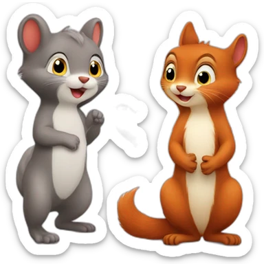 a squirrel in love gives a heart to a cat sticker