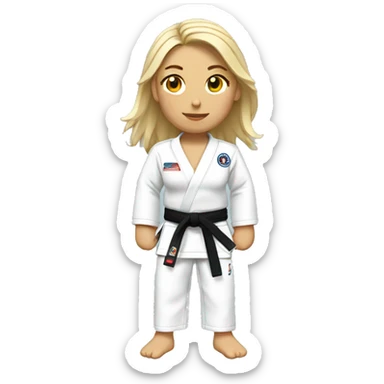 woman jiu jitsu white belt sticker