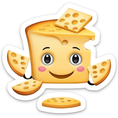 una rebanada de pay de queso con cara pies y manos sticker