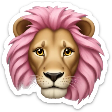 realistic lion with pink hair sticker