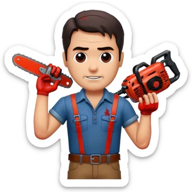  ash from the movie evil dead  movie Emoji with change all in the place of his right hand sticker