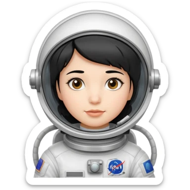 Young, female, astronaut suit, short black hair, white skin
 sticker