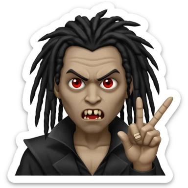A black vampire with dreads throwing up da middle finger  sticker