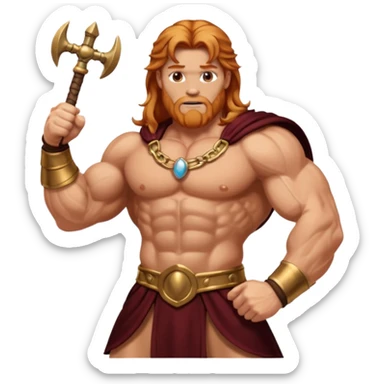 Hercules, God of Strength from Gods and Goddesses with long reddish blonde hair, bronze outfit sticker