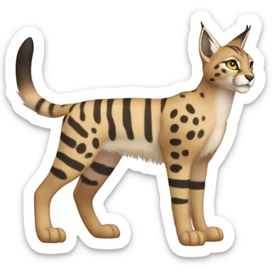 Striped and spotted Lynx-Caracal-Fakemon-hybrid full body sticker