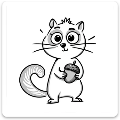 Hand-drawn confused squirrel with spiral eyes and dizzy expression sticker