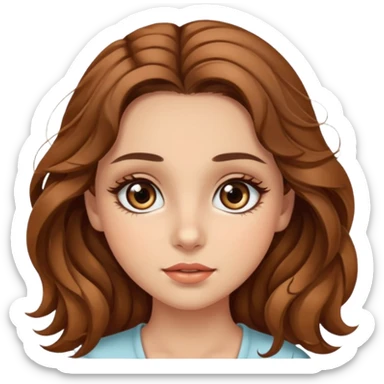 big brown eye long lashes wavy brown hair wheat skin beautiful girl  sticker
