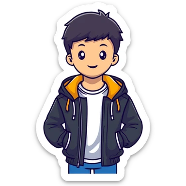 teenage boy wearing a jacket sticker