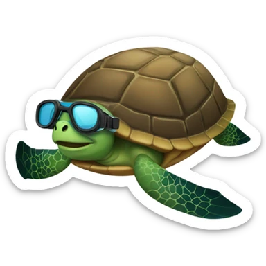 Turtle wearing scuba diving gear  sticker
