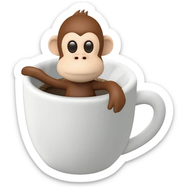 Monkey in a coffee sticker