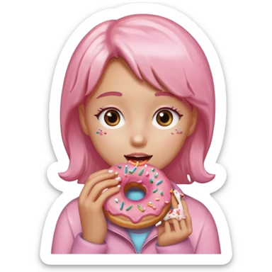 Girl eating a donut  sticker