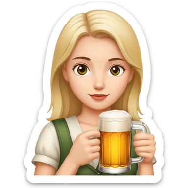 Girl holding a beer sticker