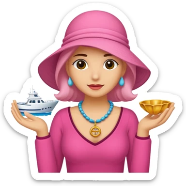 Rosa mujer comprando collares de concha marina 🐚  sticker