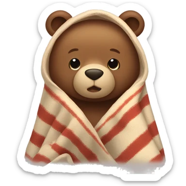 bear cozy in blanket sticker