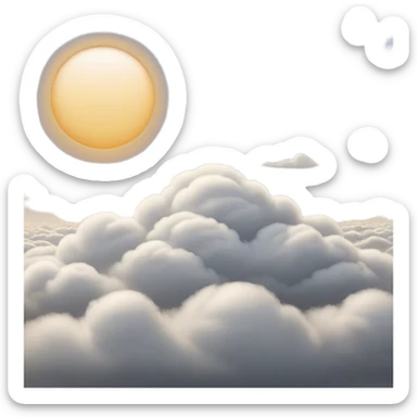 Cinematic Realistic Altostratus Emoji, Soft and gray, with mid-level clouds spreading evenly across the sky. The clouds create a smooth, overcast layer that dulls the sun’s light, giving the world a peaceful, muted tone. Soft glowing outline, capturing the essence of calm, muted skies and gentle transitions in an altostratus cloud! sticker